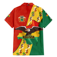 Bolivia Flag Color Family Matching Mermaid Dress and Hawaiian Shirt with National Crest, Andean Pattern and Condor Graphic