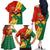Bolivia Flag Color Family Matching Off The Shoulder Long Sleeve Dress and Hawaiian Shirt with National Crest, Andean Pattern and Condor Graphic