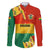 Bolivia Flag Color Family Matching Off The Shoulder Long Sleeve Dress and Hawaiian Shirt with National Crest, Andean Pattern and Condor Graphic