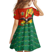 Bolivia Flag Color Family Matching Off Shoulder Maxi Dress and Hawaiian Shirt with National Crest, Andean Pattern and Condor Graphic