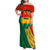 Bolivia Flag Color Family Matching Off Shoulder Maxi Dress and Hawaiian Shirt with National Crest, Andean Pattern and Condor Graphic