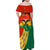 Bolivia Flag Color Family Matching Off Shoulder Maxi Dress and Hawaiian Shirt with National Crest, Andean Pattern and Condor Graphic