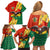 Bolivia Flag Color Family Matching Off Shoulder Short Dress and Hawaiian Shirt with National Crest, Andean Pattern and Condor Graphic