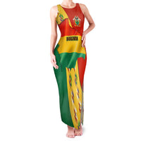 Bolivia Flag Color Family Matching Tank Maxi Dress and Hawaiian Shirt with National Crest, Andean Pattern and Condor Graphic