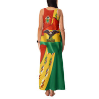 Bolivia Flag Color Family Matching Tank Maxi Dress and Hawaiian Shirt with National Crest, Andean Pattern and Condor Graphic
