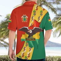 Bolivia Flag Color Hawaiian Shirt with National Crest, Andean Pattern and Condor Graphic