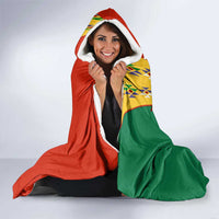 Bolivia Flag Color Hooded Blanket with National Crest, Andean Pattern and Condor Graphic