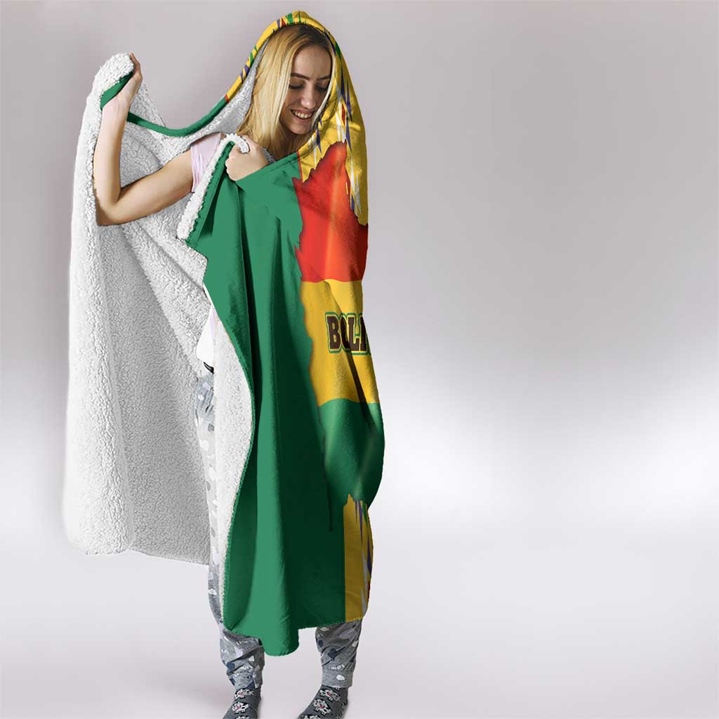 Bolivia Flag Color Hooded Blanket with National Crest, Andean Pattern and Condor Graphic