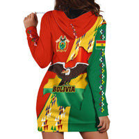 Bolivia Flag Color Hoodie Dress with National Crest, Andean Pattern and Condor Graphic