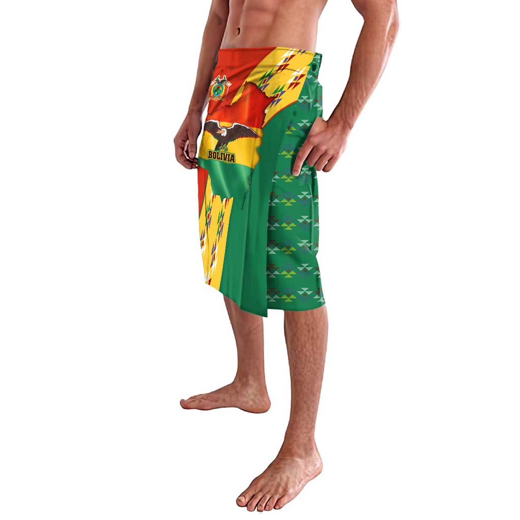Bolivia Flag Color Lavalava with National Crest, Andean Pattern and Condor Graphic