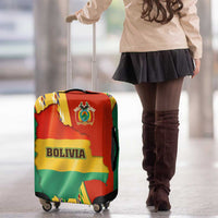 Bolivia Flag Color Luggage Cover with National Crest, Andean Pattern and Condor Graphic