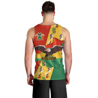 Bolivia Flag Color Men Tank Top with National Crest, Andean Pattern and Condor Graphic