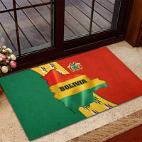 Bolivia Flag Color Rubber Doormat with National Crest, Andean Pattern and Condor Graphic