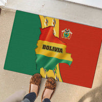 Bolivia Flag Color Rubber Doormat with National Crest, Andean Pattern and Condor Graphic