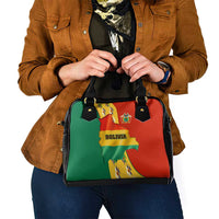 Bolivia Flag Color Shoulder Handbag with National Crest, Andean Pattern and Condor Graphic