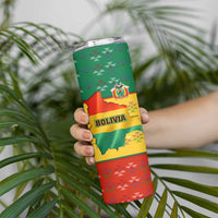 Bolivia Flag Color Skinny Tumbler with National Crest, Andean Pattern and Condor Graphic