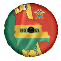 Bolivia Flag Color Spare Tire Cover with National Crest, Andean Pattern and Condor Graphic