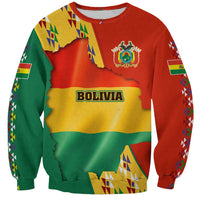 Bolivia Flag Color Sweatshirt with National Crest, Andean Pattern and Condor Graphic