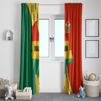 Bolivia Flag Color Window Curtain with National Crest, Andean Pattern and Condor Graphic