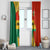 Bolivia Flag Color Window Curtain with National Crest, Andean Pattern and Condor Graphic