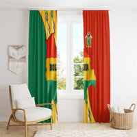 Bolivia Flag Color Window Curtain with National Crest, Andean Pattern and Condor Graphic