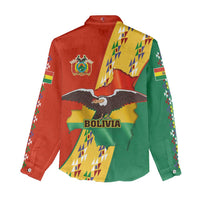 Bolivia Flag Color Women Casual Shirt with National Crest, Andean Pattern and Condor Graphic