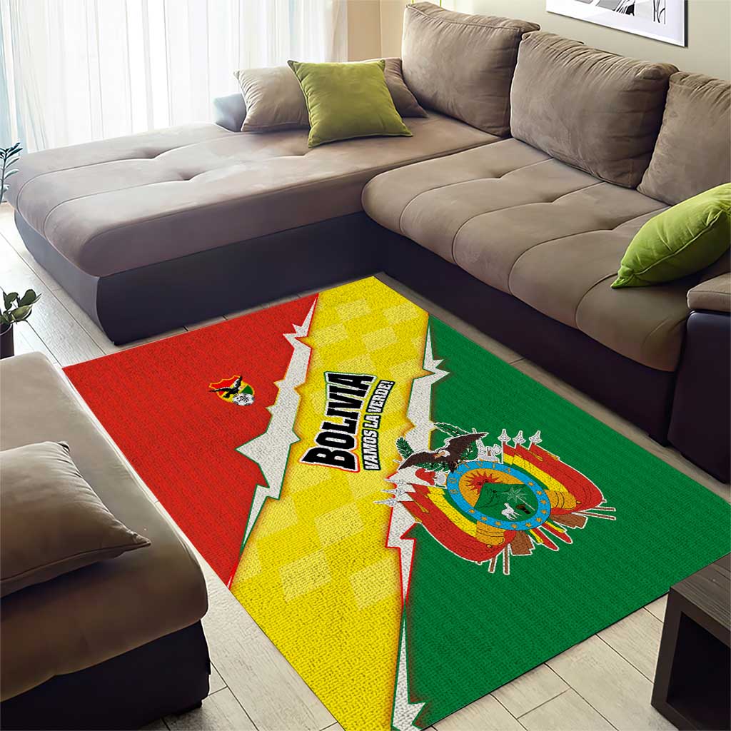 Bolivia Vamos La Verde Area Rug with Flag Colors and National Football Crest