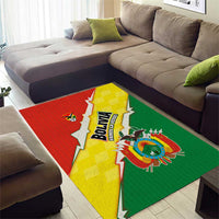Bolivia Vamos La Verde Area Rug with Flag Colors and National Football Crest