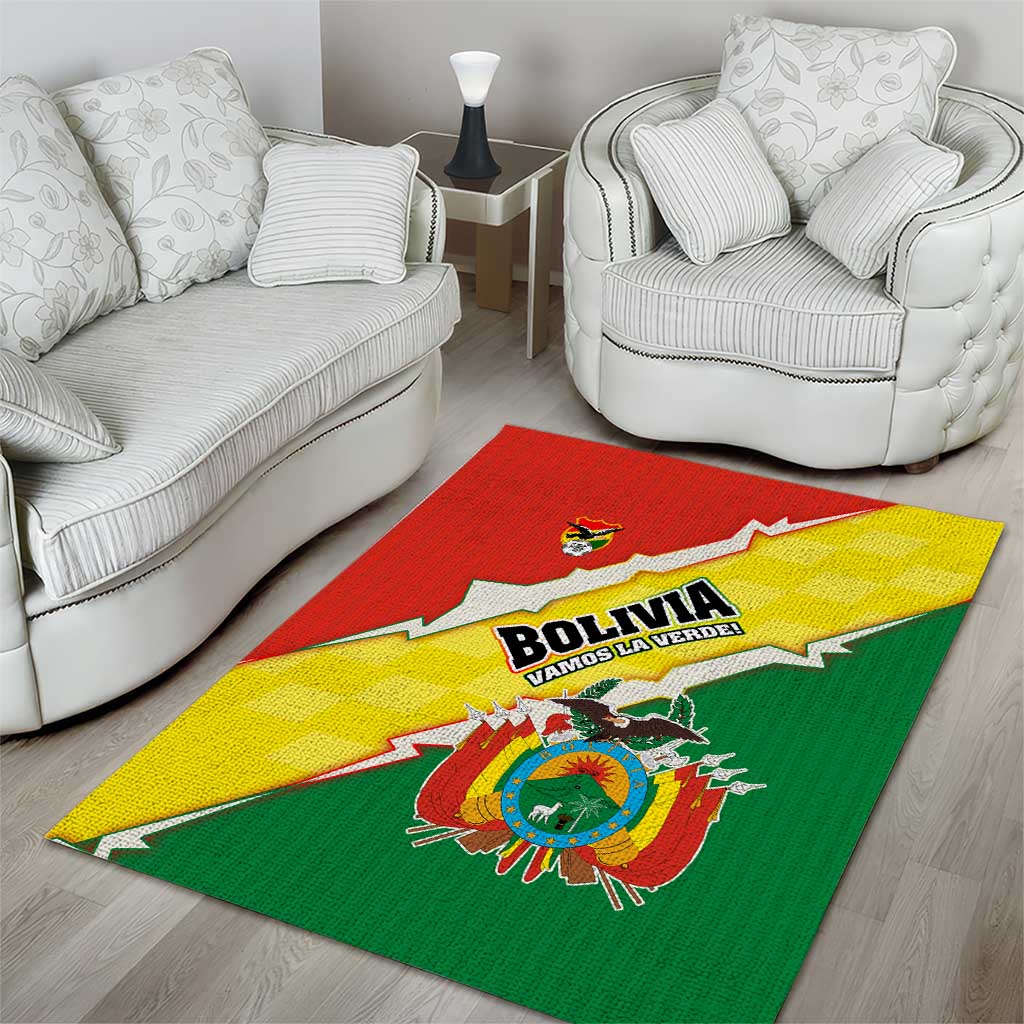 Bolivia Vamos La Verde Area Rug with Flag Colors and National Football Crest