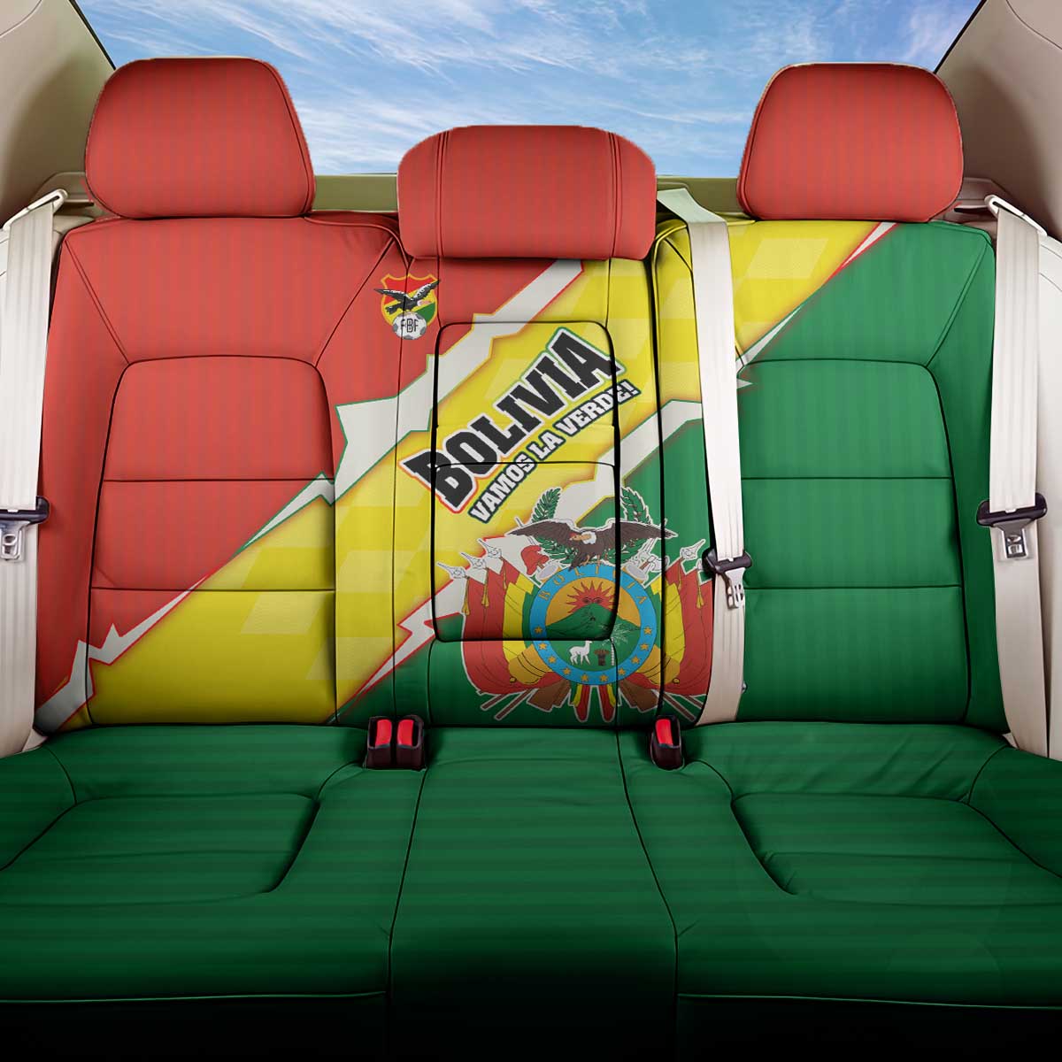 Bolivia Vamos La Verde Back Car Seat Cover with Flag Colors and National Football Crest