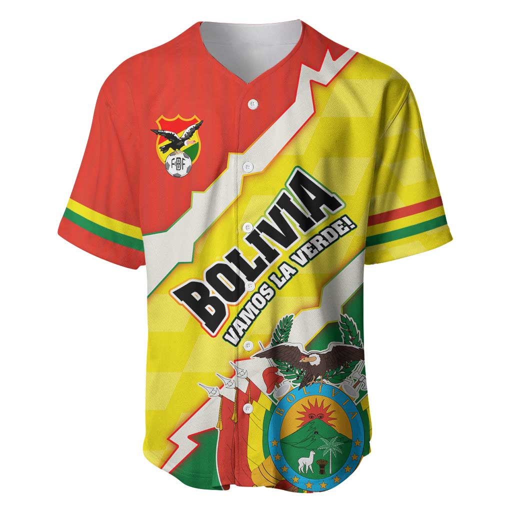 Bolivia Vamos La Verde Baseball Jersey with Flag Colors and National Football Crest