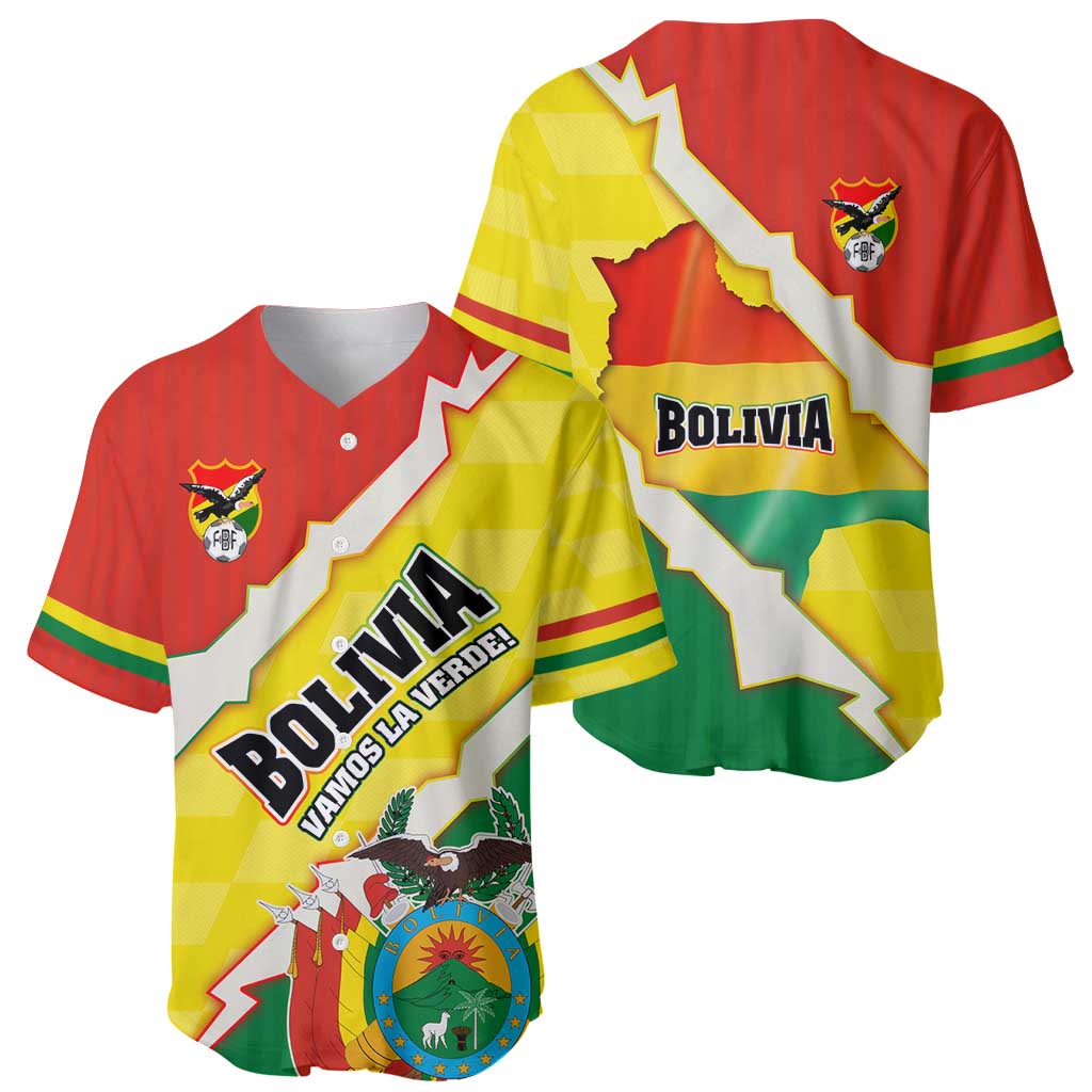 Bolivia Vamos La Verde Baseball Jersey with Flag Colors and National Football Crest