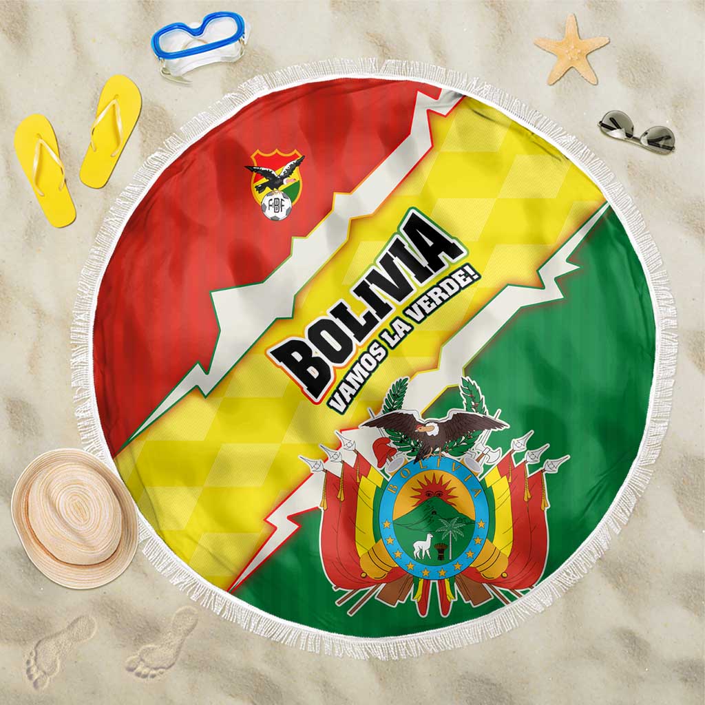 Bolivia Vamos La Verde Beach Blanket with Flag Colors and National Football Crest
