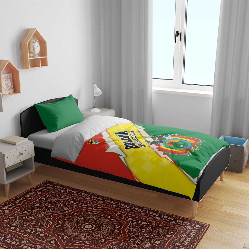 Bolivia Vamos La Verde Bedding Set with Flag Colors and National Football Crest