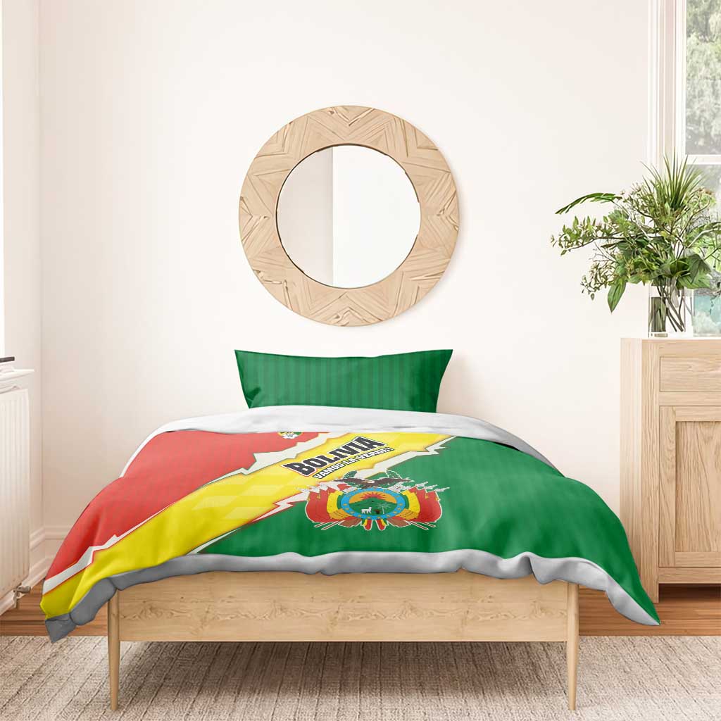 Bolivia Vamos La Verde Bedding Set with Flag Colors and National Football Crest