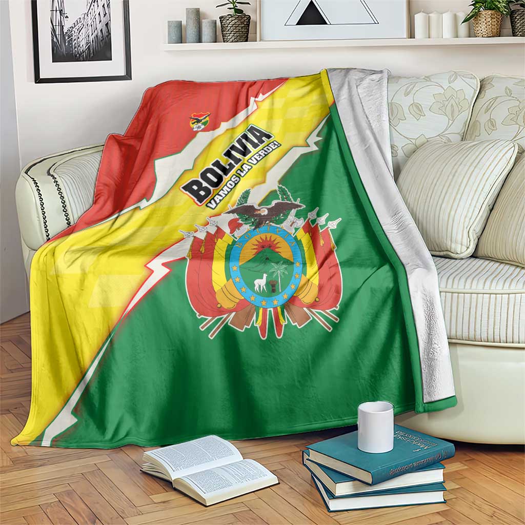 Bolivia Vamos La Verde Blanket with Flag Colors and National Football Crest