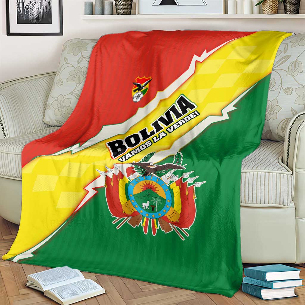 Bolivia Vamos La Verde Blanket with Flag Colors and National Football Crest