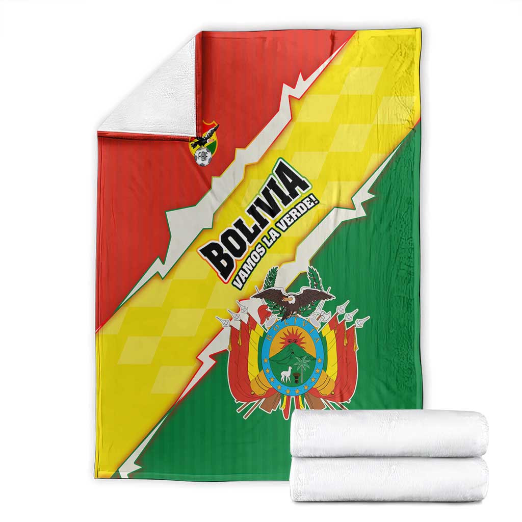Bolivia Vamos La Verde Blanket with Flag Colors and National Football Crest