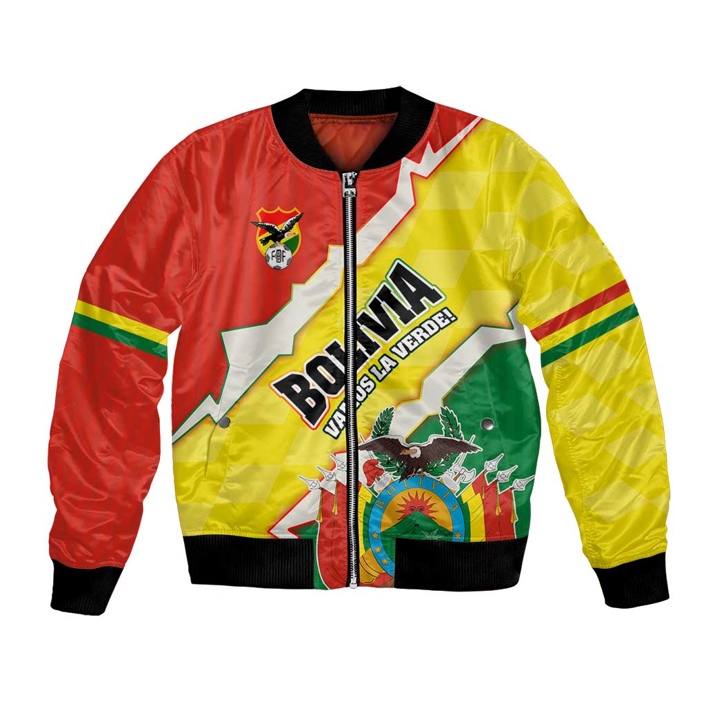 Bolivia Vamos La Verde Bomber Jacket with Flag Colors and National Football Crest