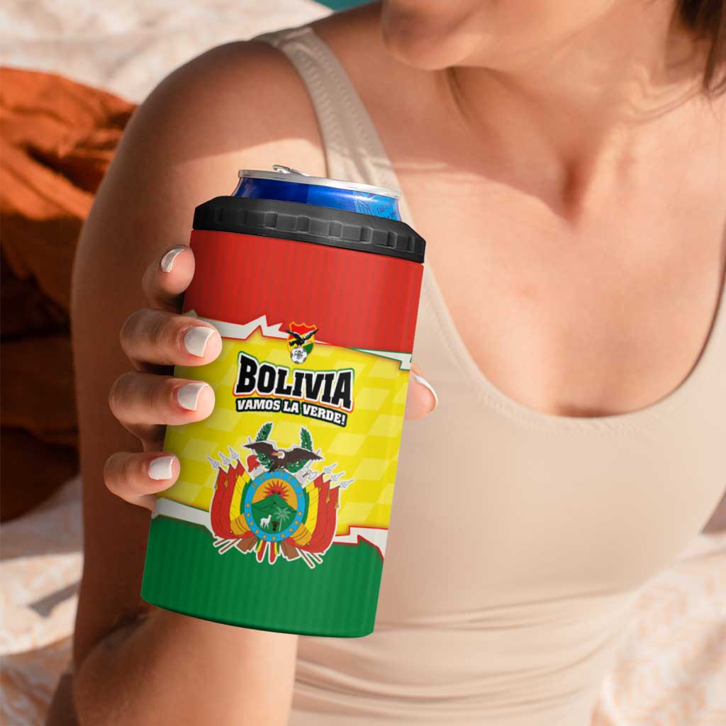 Bolivia Vamos La Verde 4 in 1 Can Cooler Tumbler with Flag Colors and National Football Crest