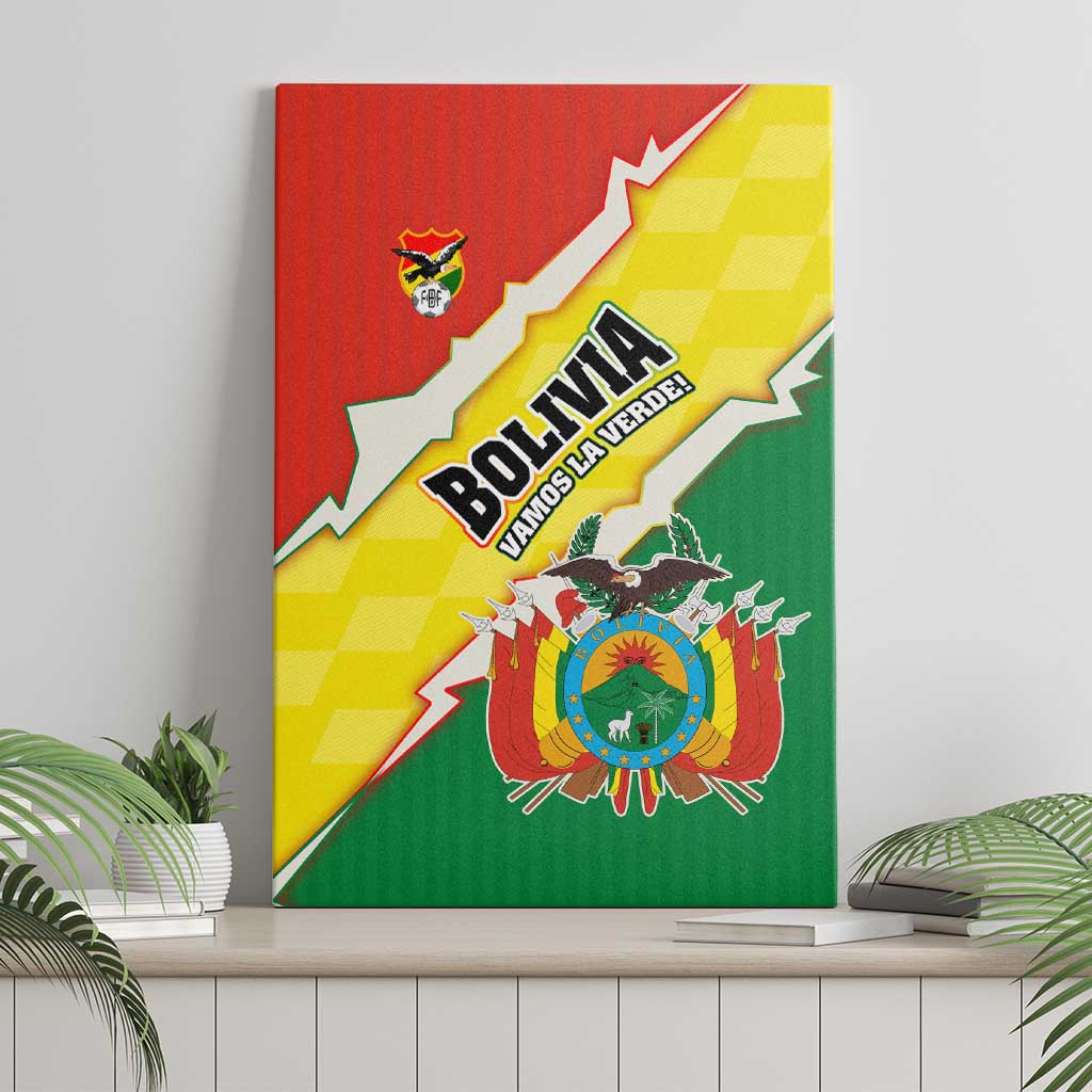 Bolivia Vamos La Verde Canvas Wall Art with Flag Colors and National Football Crest