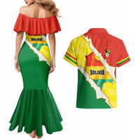 Bolivia Vamos La Verde Couples Matching Mermaid Dress and Hawaiian Shirt with Flag Colors and National Football Crest