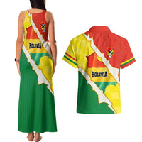 Bolivia Vamos La Verde Couples Matching Tank Maxi Dress and Hawaiian Shirt with Flag Colors and National Football Crest