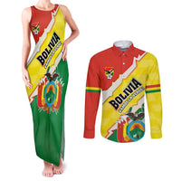 Bolivia Vamos La Verde Couples Matching Tank Maxi Dress and Long Sleeve Button Shirt with Flag Colors and National Football Crest