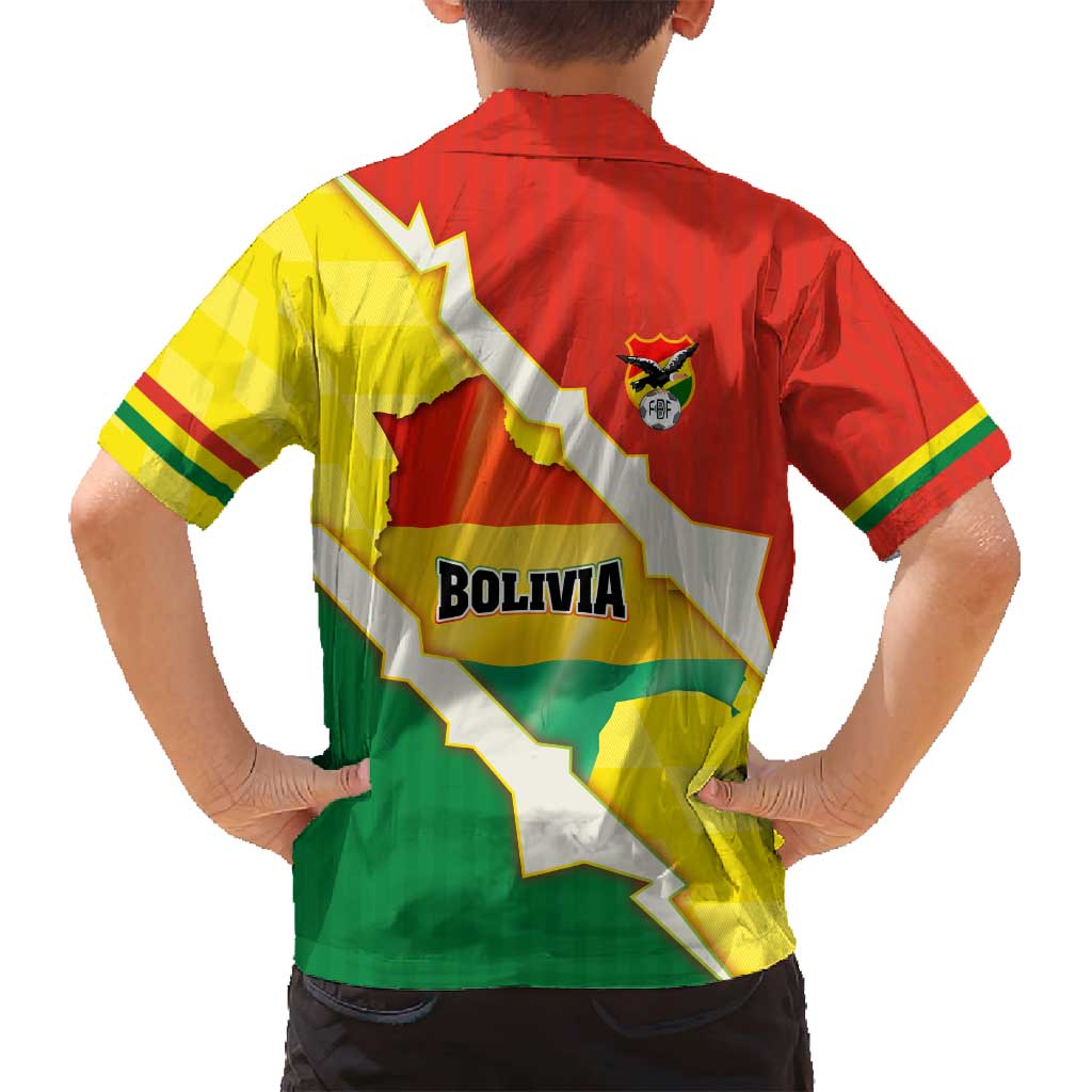 Bolivia Vamos La Verde Family Matching Long Sleeve Bodycon Dress and Hawaiian Shirt with Flag Colors and National Football Crest
