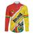 Bolivia Vamos La Verde Family Matching Off The Shoulder Long Sleeve Dress and Hawaiian Shirt with Flag Colors and National Football Crest