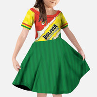 Bolivia Vamos La Verde Family Matching Off Shoulder Maxi Dress and Hawaiian Shirt with Flag Colors and National Football Crest