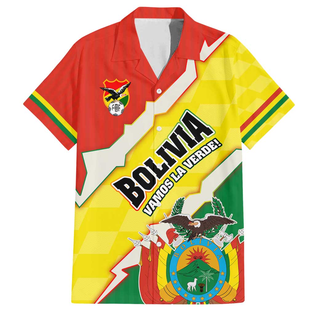 Bolivia Vamos La Verde Family Matching Off Shoulder Maxi Dress and Hawaiian Shirt with Flag Colors and National Football Crest