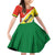 Bolivia Vamos La Verde Family Matching Off Shoulder Short Dress and Hawaiian Shirt with Flag Colors and National Football Crest