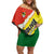 Bolivia Vamos La Verde Family Matching Off Shoulder Short Dress and Hawaiian Shirt with Flag Colors and National Football Crest